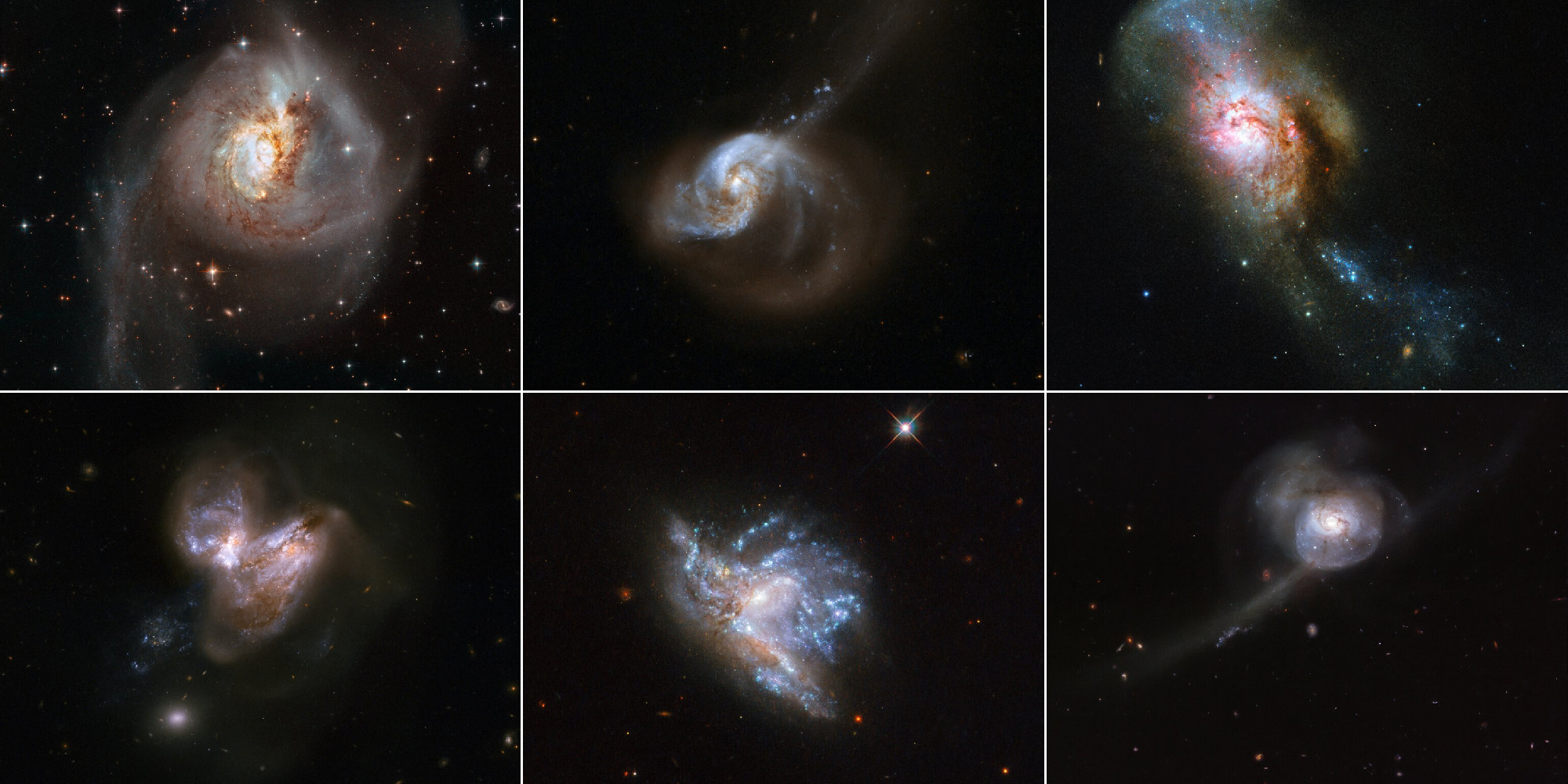 Hubble Showcases 6 Galaxy Mergers