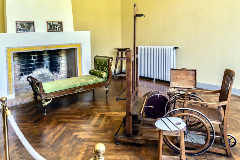 Interior of Renoir Museum in Cagnes-sur-Mer. Cagnes-sur-Mer located between Nice and Cannes, is commune of Alpes-Maritimes department, Cote d'Azur region. Cagnes-sur-Mer, France. July 7, 2014.