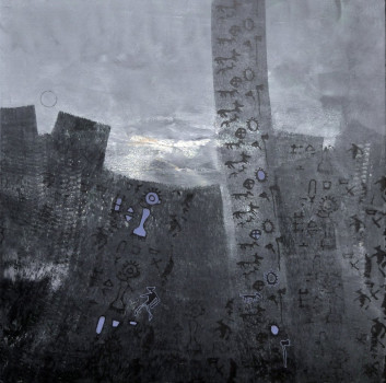 Ghyczy György: Régóta kémleljük az eget 2024, akril, vászon, 80x80 cm Fotó: Ghyczy György